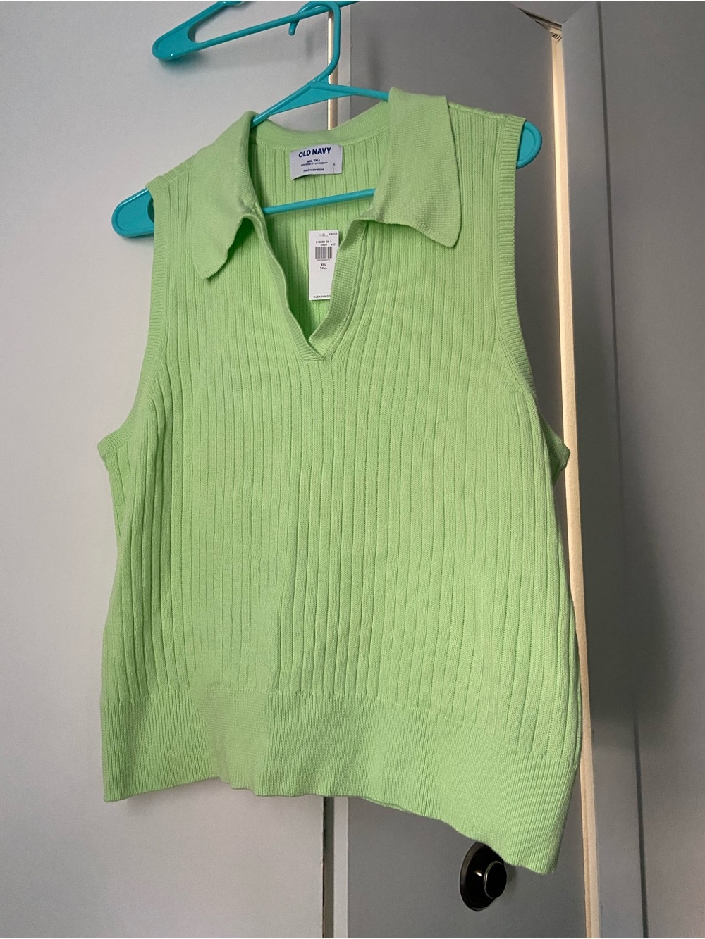 Old Navy Bright Lime Green Sleeveless Rib-Knit Cropped Polo